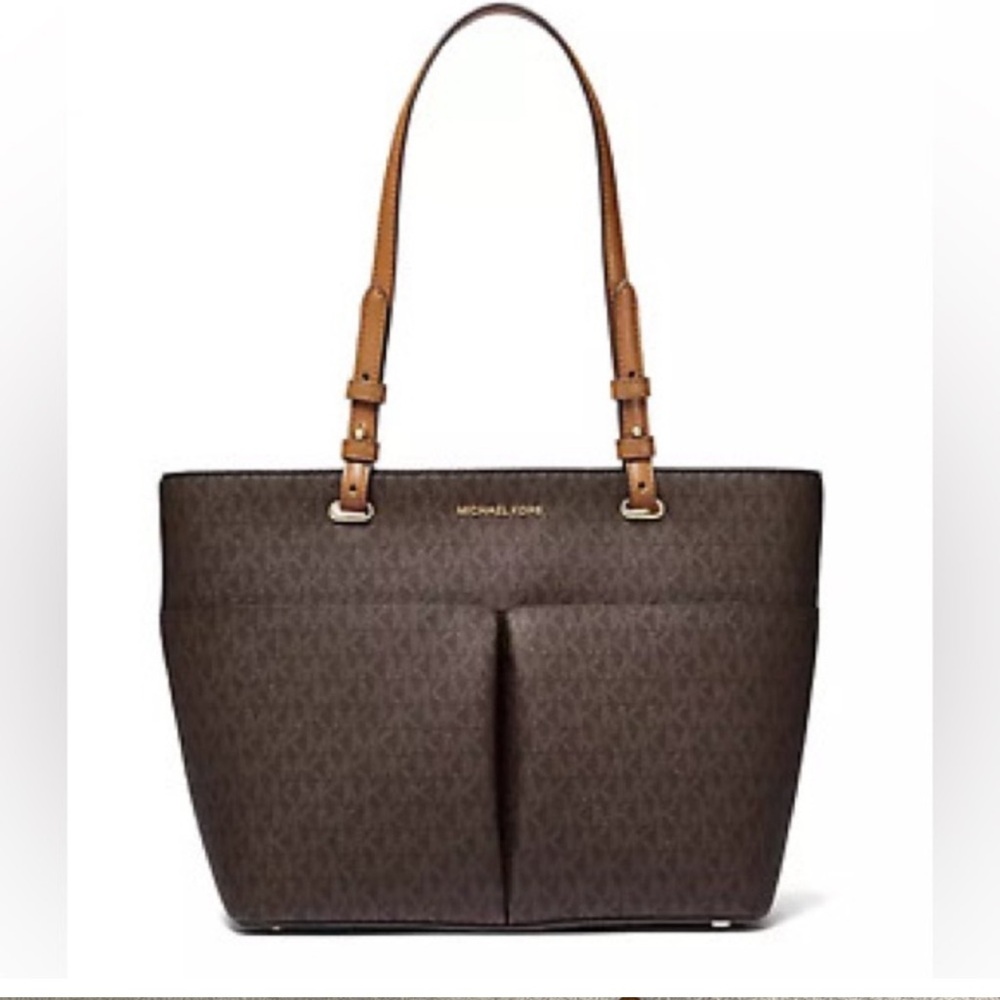 MICHAEL KORS Bedford Medium Top Zip Pocket Tote Bag Brown